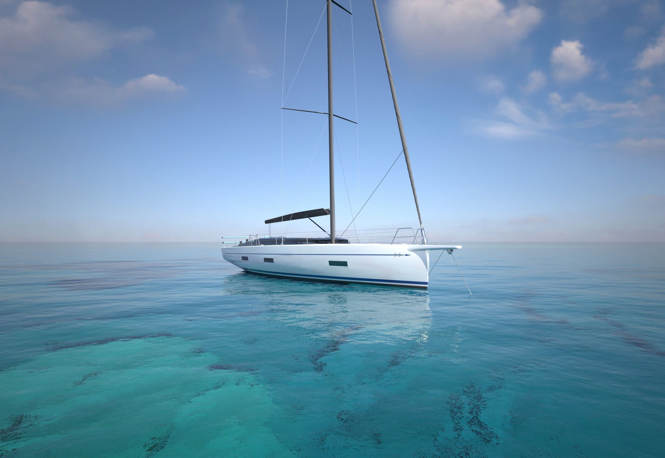 Side view of Catalina 426 cruising on open water